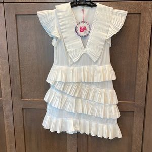 Tiered mini dress with pleated trim by Celia B